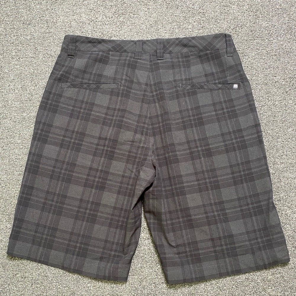 Travis Mathew Golf Shorts Gray Plaid Mens 32 Performance Stretch Flat Front Prep - Picture 6 of 6